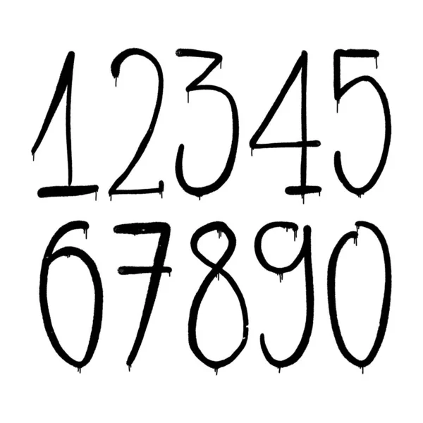 Graffitinummer Uppsättning Siffror Stil Med Graffiti Spray — Stock vektor