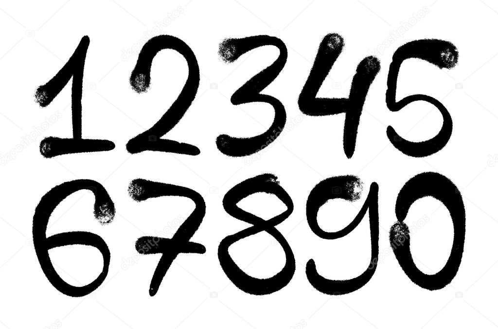 graffiti numbers. set of numbers in the style of graffiti spray