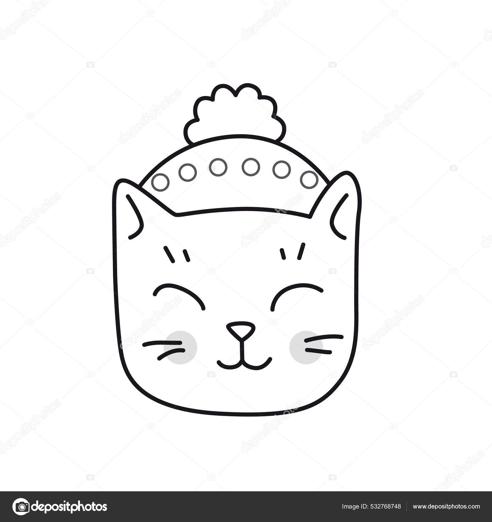 Desenhos Animados Gato Alongamento. Bonito Simples Desenho De Gato