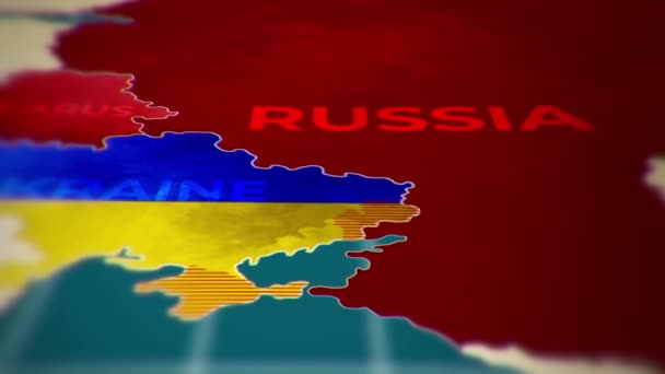 Ukraine war. Russia invasion map 3D animation. Water area of the Black Sea. Ukrainian border. Russian-Ukrainian crisis, conflict. — Stock Video