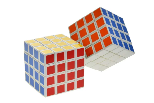 Rubik Cube Zbliżenie Białym Tle — Zdjęcie stockowe