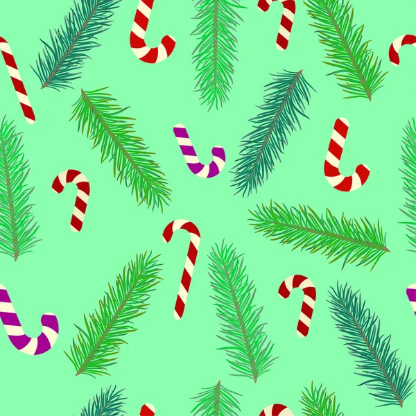 Padrão Natal Árvore Natal Pinho Inverno Doces Ano Novo Fundo — Vetor de Stock