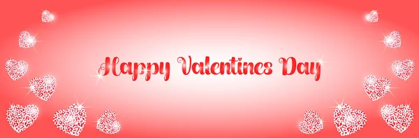 Shining Hearts Light Red Background Happy Valentine Day Happy Women — Wektor stockowy