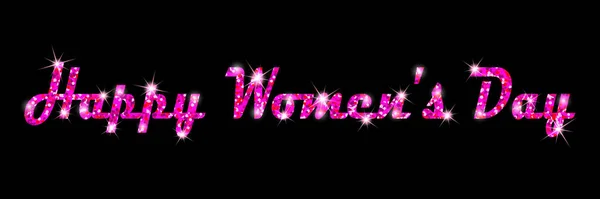 Wenskaart Met Tekst Geschreven Paars Glitter Happy Women Day Een — Stockvector