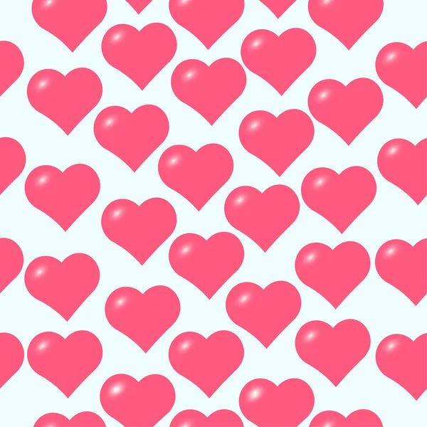 Візерунок День Валентина Червоними Серцями Білому Тлі Векторний Дизайн Паперу — стоковий вектор