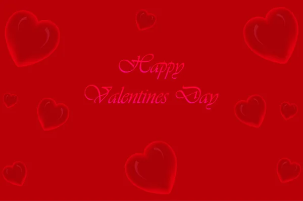 Glückwunschkarte Zum Valentinstag Mit Roten Herzen Auf Rotem Hintergrund Schöne — Stockvektor