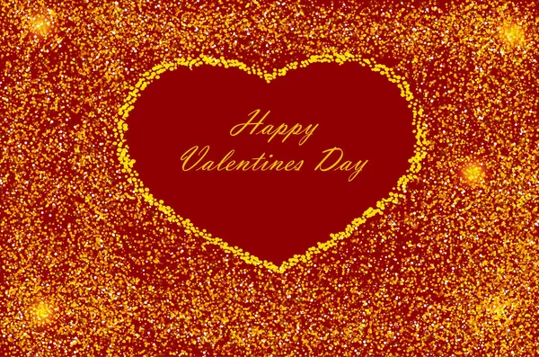 Boldog Valentin Napi Üdvözlőlapot Arany Csillogás Feküdt Szív Alakjában Burgundi — Stock Vector