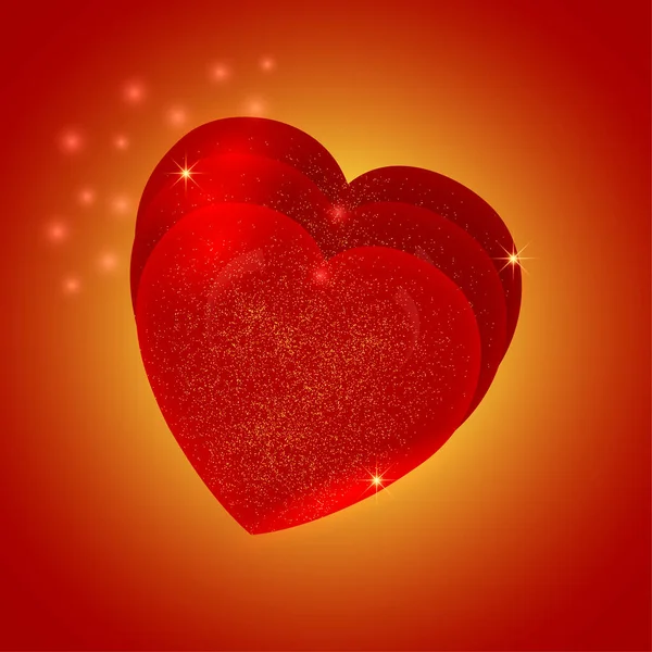 Feliz Día San Valentín Tarjeta Felicitación Con Corazones Rojos Destellos — Vector de stock