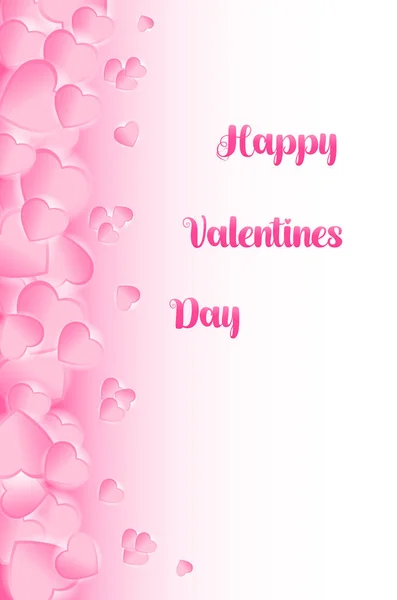 Roze Harten Met Woorden Gelukkige Valentijnsdag Een Roze Witte Achtergrond — Stockvector