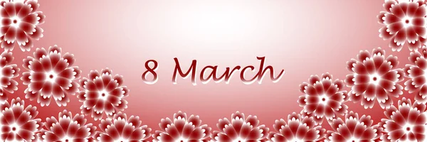 Happy March Kartka Pozdrowieniami Burgundowymi Kwiatami Bordowym Tle Międzynarodowy Dzień — Wektor stockowy