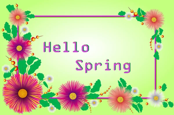 Happy Spring Holiday Banner Design Colorful Flowers Green Background Promotional — Stock Vector