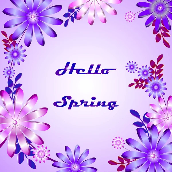 Kartka Kwiatami Lilii Różanej Szczęśliwego Dnia Wiosny Modna Stylizacja — Wektor stockowy