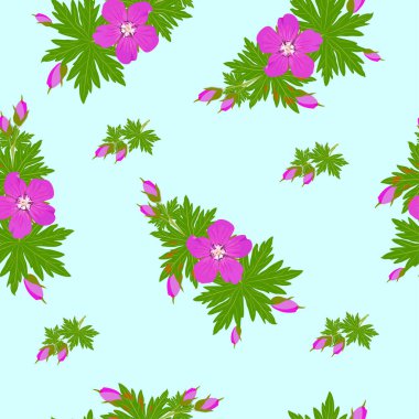 Tekstil, giysi, kağıt, hediye paketi, kumaş, duvar kağıdı, web sayfası için açık mavi arkaplanda sade mor, dikişsiz desen. Yaz motifi. 