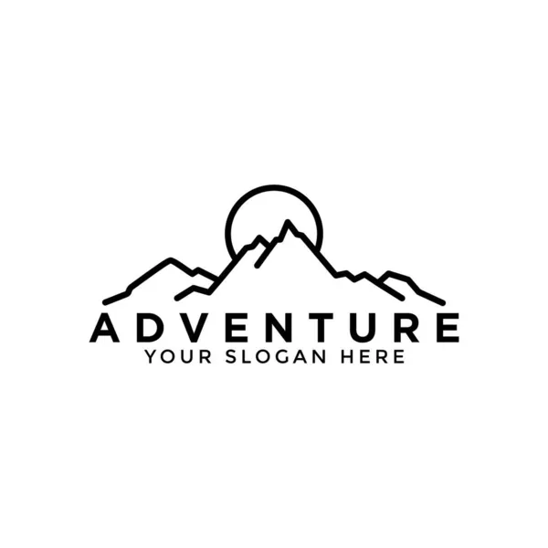 シンプルなアウトライン山のロゴデザイン — ストックベクタ