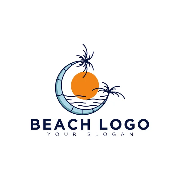 Diseño Simple Del Logotipo Playa Isla Diseño Del Vector Iconos — Vector de stock