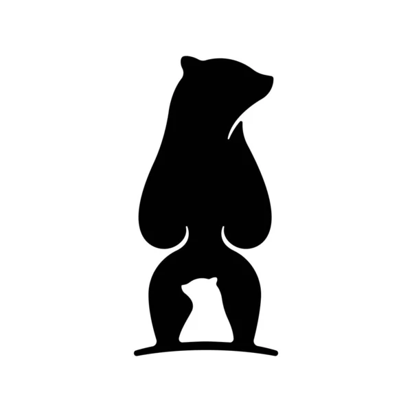 Logo Niedźwiedzia Matka Dziecko Niedźwiedź Logo Słodkie Niedźwiedzie Logo — Wektor stockowy