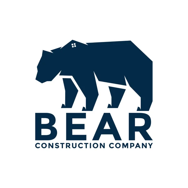 Logotipo Empresa Constructora Concepto Oso — Vector de stock