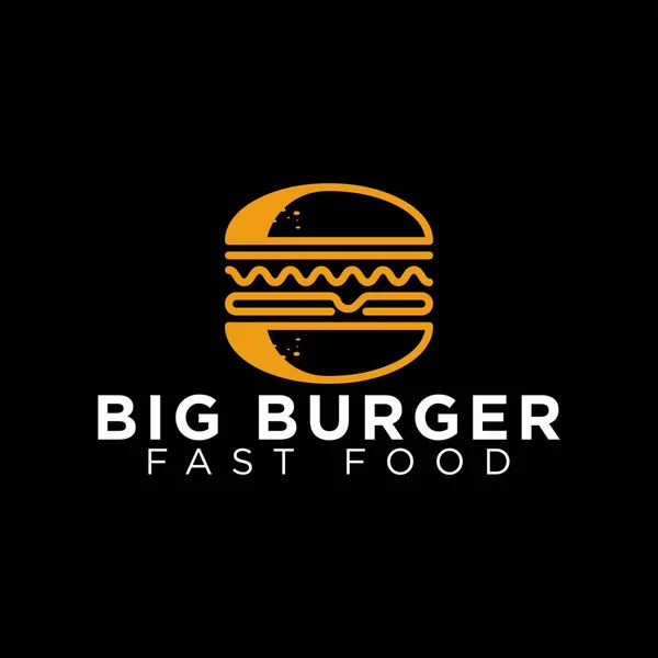 Burger Logo Black Background — Stock Vector