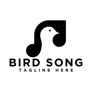 Müzik dükkanı simgesi, bir konsept ile negatif uzay kuşu nota.