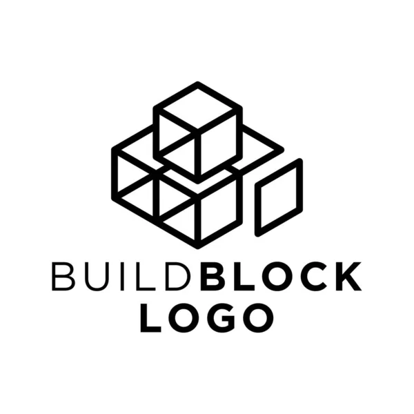Logotipo Para Construcción Edificios Concepto Bloque Abstracto — Vector de stock