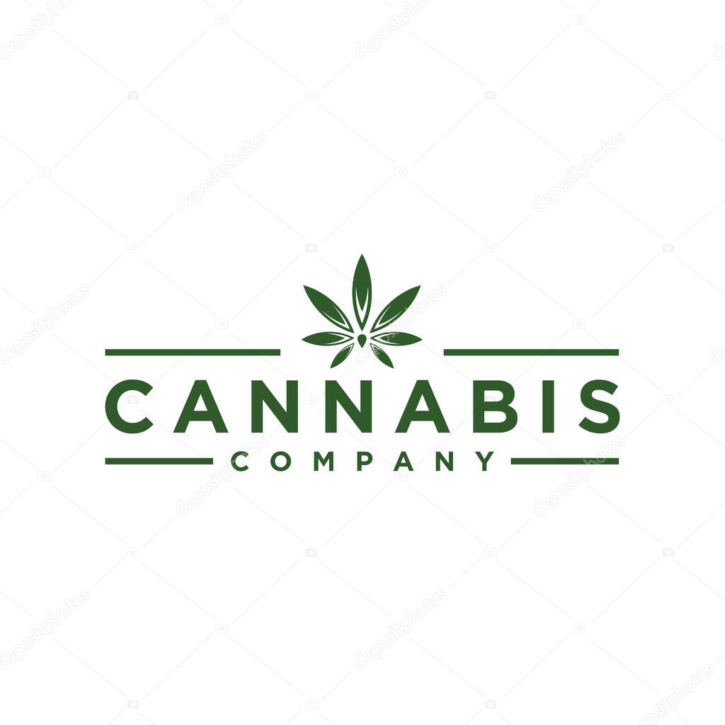 Vintage simple cannabis leaf logo design idea