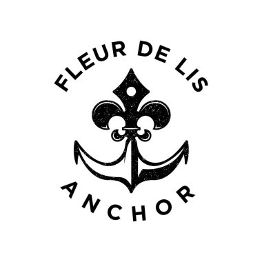rustic vintage fleur de lis ve anchor logo tasarımı  