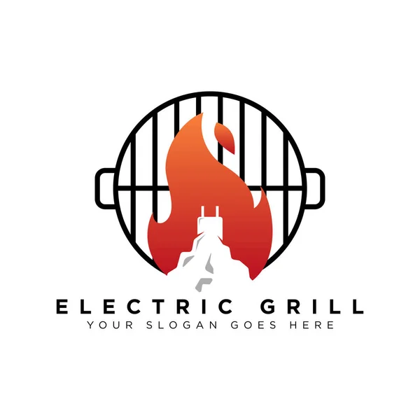 Grill Logó Sablon Elektromos Eszköz Koncepciója — Stock Vector