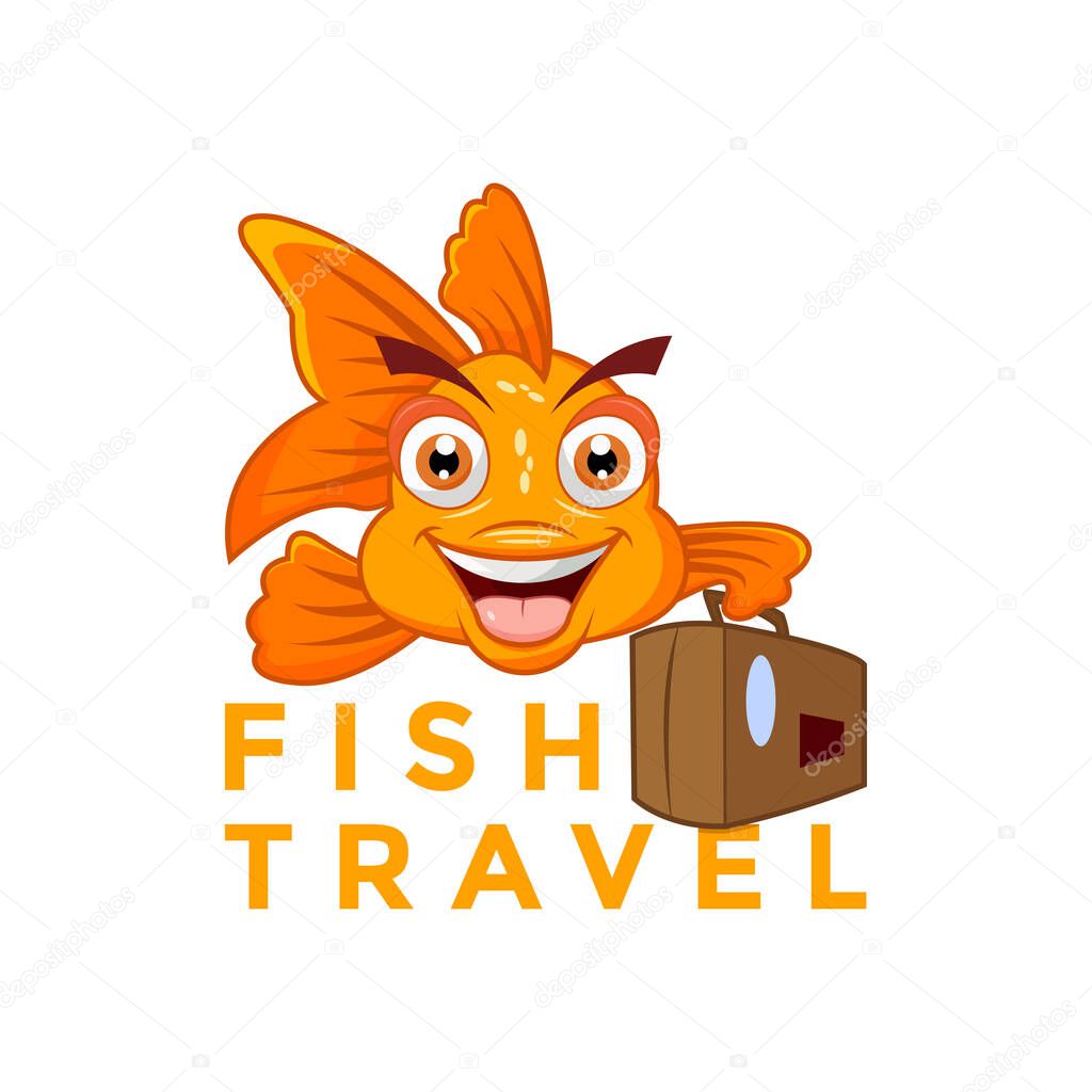 travel fish logo mascot cartoon character