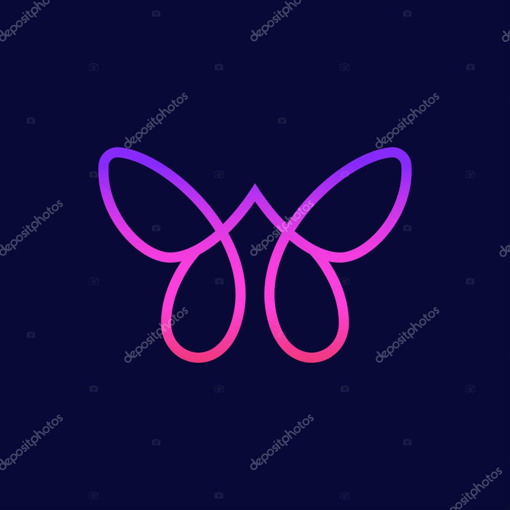 Butterfly logo. Abstract colorful line logotype design.