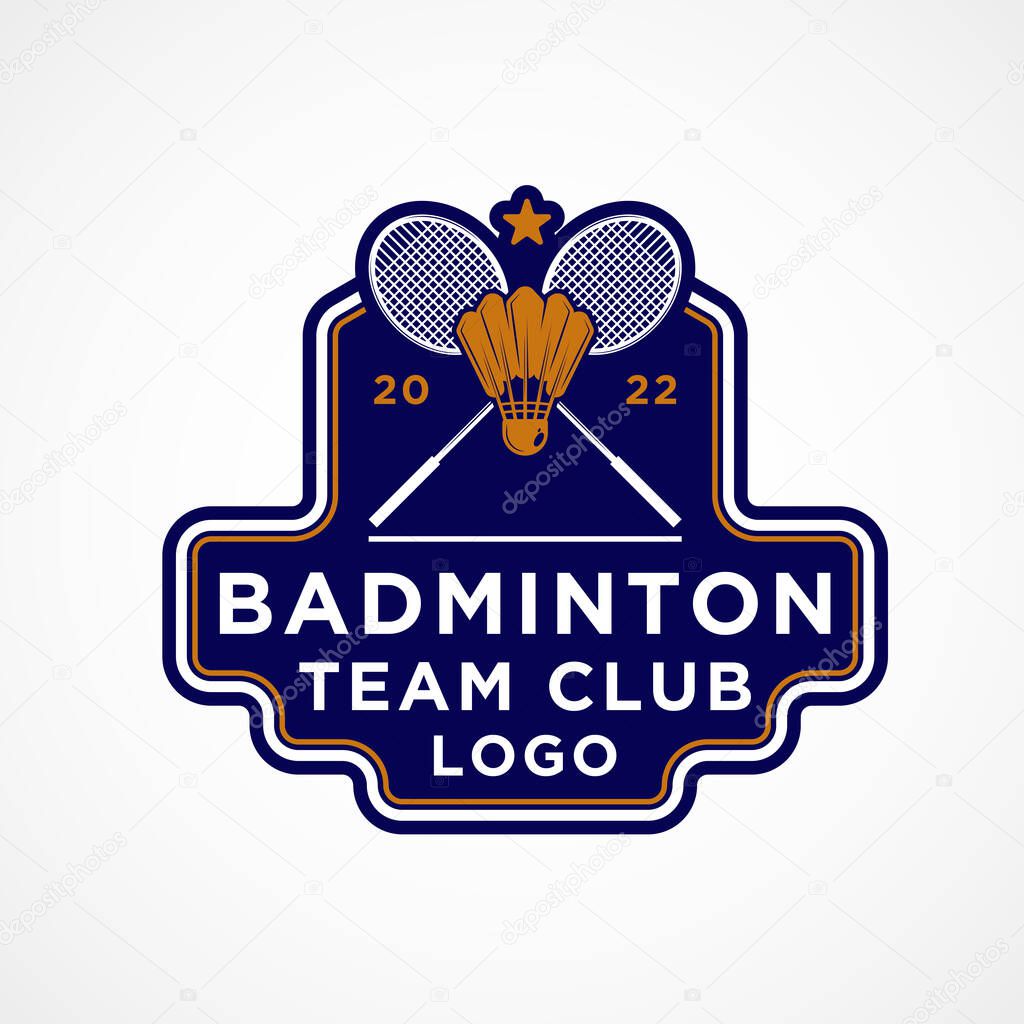 Emblem patch badminton sport logo template