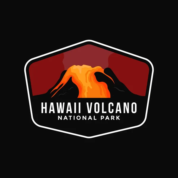 ハワイ火山国立公園エンブレムパッチロゴイラスト暗い背景 — ストックベクタ