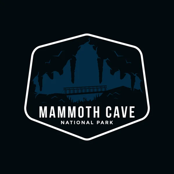 Emblema Remendo Mamute Caverna Parque Nacional Logotipo Ilustrações Fundo Escuro —  Vetores de Stock