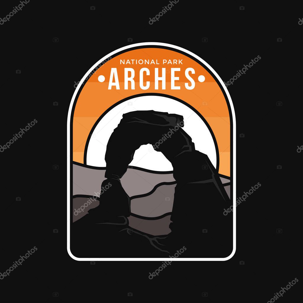 Simple illustration of arches national park on dark background