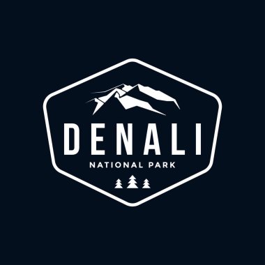 McKinley Dağı basit logo çizimi, Denali Ulusal Park amblemi yaması.