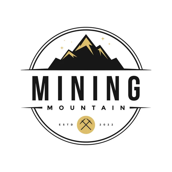 Montanha Mineração Logotipo Ilustração Emblema Simples Patch —  Vetores de Stock