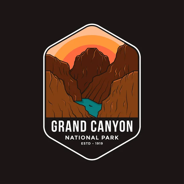 Logotyp Illustration Grand Canyon Mörk Bakgrund — Stock vektor