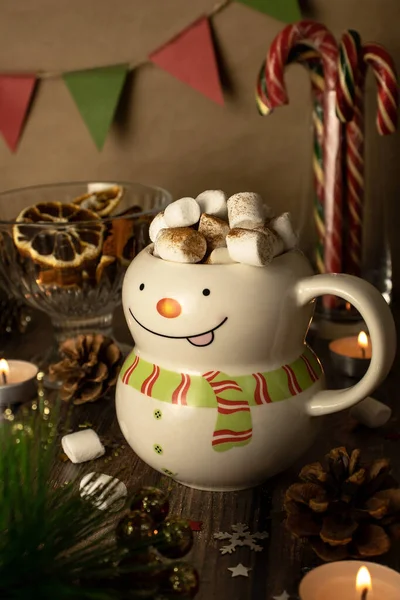 Mug Warm Cocoa Soft White Marshmallows — Stock Photo, Image