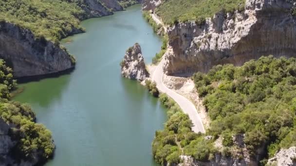 Luchtbeelden Van Sinueuze Rivier Ebro Castilla Spanje — Stockvideo