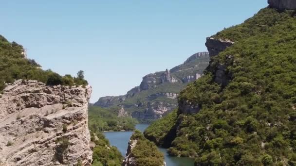 Luchtbeelden Van Sinueuze Rivier Ebro Castilla Spanje — Stockvideo