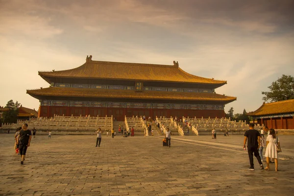 Pałac Najwyższej Zbroi Zakazanym Mieście Pekinie Chiny Zachodzie Słońca — Zdjęcie stockowe