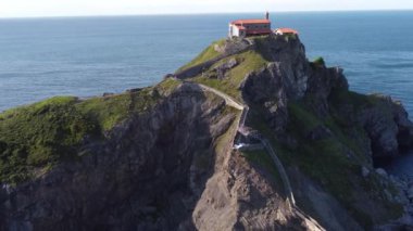 aerial view of San Juan de Gaztelugatxe shrine in the Basque Country, north Spain. High quality 4k footage