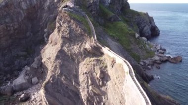aerial view of San Juan de Gaztelugatxe shrine in the Basque Country, north Spain. High quality 4k footage
