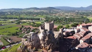 aerial footagaerial footage of an old medieval castle in the village of Frias, Casilla, Spain. High quality 4k footage