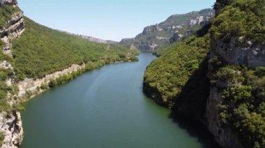 aerial footage of sinuous river Ebro in Castilla, Spain. High quality 4k footage
