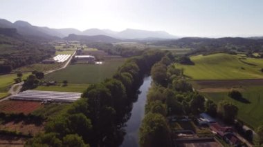 aerial footage of river ebro in castilla, spain. High quality 4k footage