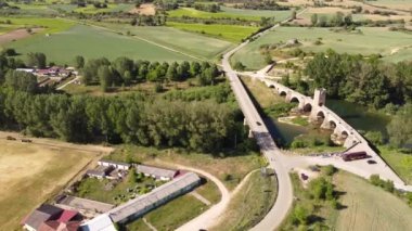 aerial footage of the green fields of Castilla in Spain. High quality 4k footage