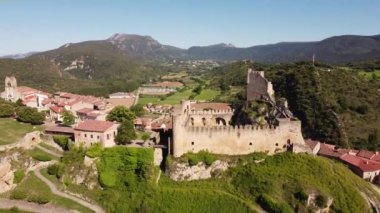 aerial footagaerial footage of an old medieval castle in the village of Frias, Casilla, Spain. High quality 4k footage