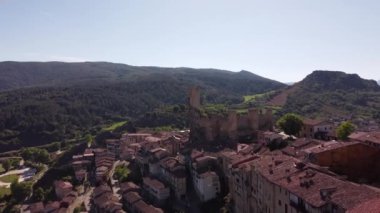 aerial footagaerial footage of an old medieval castle in the village of Frias, Casilla, Spain. High quality 4k footage