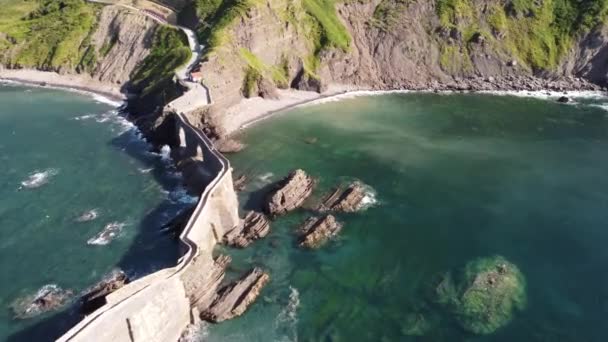 Légi Felvétel San Juan Gaztelugatxe Szentély Baszkföldön Észak Spanyolországban Kiváló — Stock videók