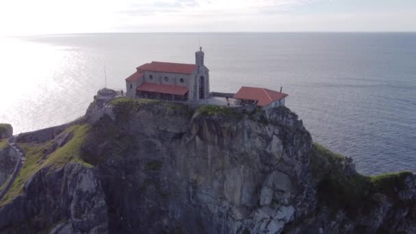 Aerial View San Juan Gaztelugatxe Shrine Basque Country North Spain — Vídeos de Stock